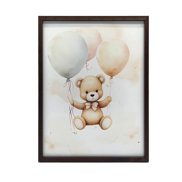 Nalle ilmapallomatkalla Nalle ilmapallomatkalla, 50x70 cm, tummanruskea puurunko, 230 gsm mattapaperi