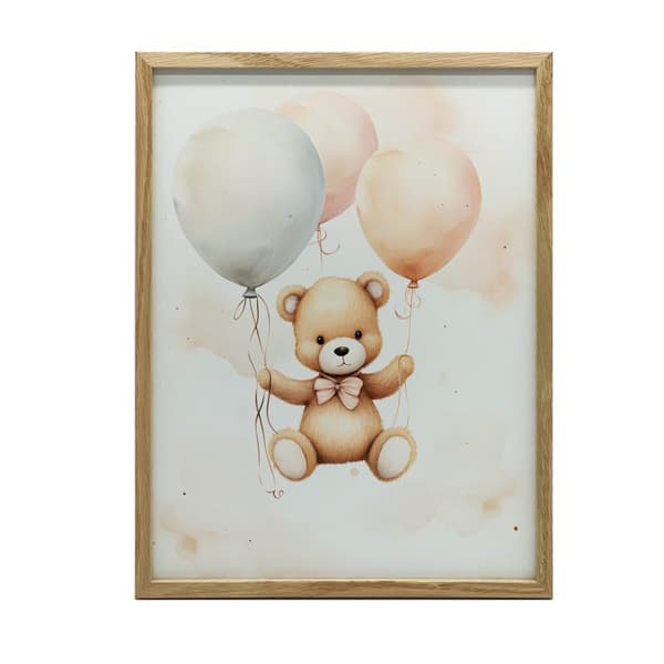 Nalle ilmapallomatkalla Nalle ilmapallomatkalla, 50x70 cm, tummanruskea puurunko, 230 gsm mattapaperi