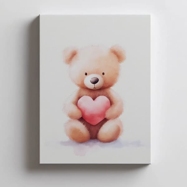 Bamse med et hjerte fuld af kærlighed Bamse med et hjerte fuld af kærlighed, 30x40 cm, mørkebrun træramme, 230 gsm mat papir