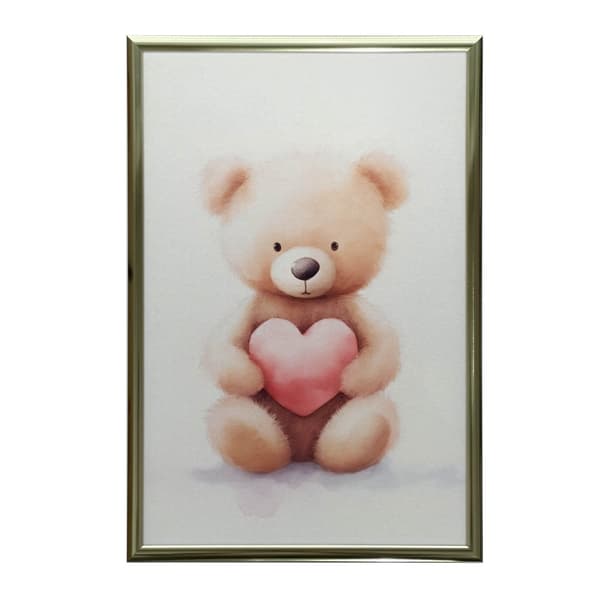 Bamse med et hjerte fuld af kærlighed Bamse med et hjerte fuld af kærlighed, 30x40 cm, mørkebrun træramme, 230 gsm mat papir