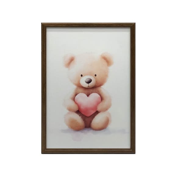 Bamse med et hjerte fuld af kærlighed Bamse med et hjerte fuld af kærlighed, 30x40 cm, mørkebrun træramme, 230 gsm mat papir