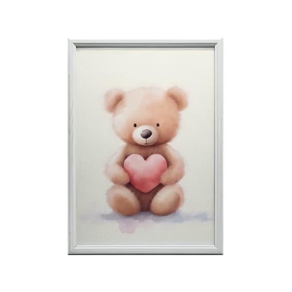Bamse med et hjerte fuld af kærlighed Bamse med et hjerte fuld af kærlighed, 30x40 cm, mørkebrun træramme, 230 gsm mat papir