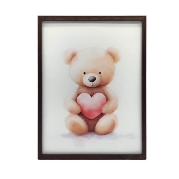 Bamse med et hjerte fuld af kærlighed Bamse med et hjerte fuld af kærlighed, 30x40 cm, mørkebrun træramme, 230 gsm mat papir