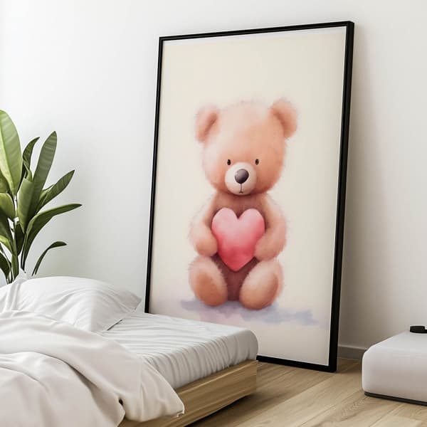 Nalle med ett hjärta fullt av kärlek Nalle med ett hjärta fullt av kärlek, 50x70 cm, mörkbrun träram, 230 gsm matt papper