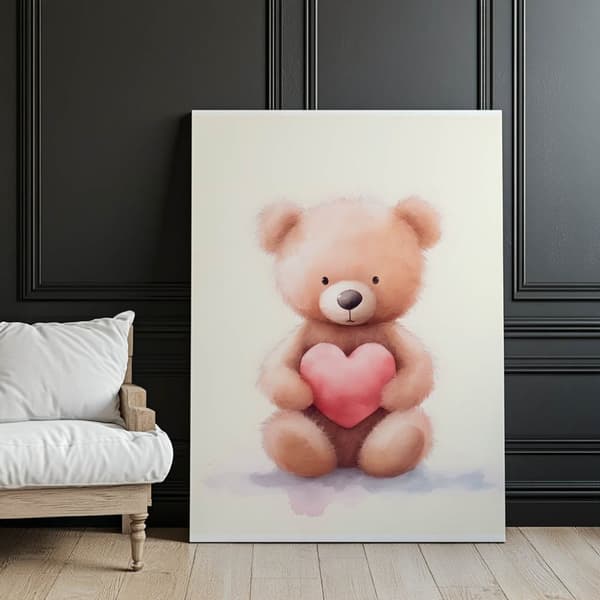 Nalle med ett hjärta fullt av kärlek Nalle med ett hjärta fullt av kärlek, 50x70 cm, mörkbrun träram, 230 gsm matt papper