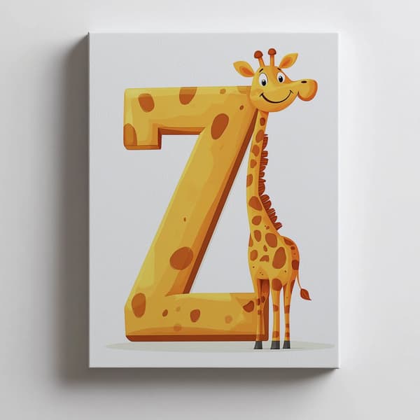 Giraff med bokstaven Z - Affisch för barn Giraff med bokstaven Z - Affisch för barn, 50x70 cm, svart aluminiumram, 230 gsm matt papper