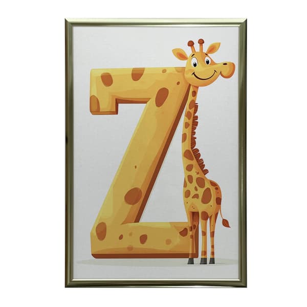 Giraff med bokstaven Z - Affisch för barn Giraff med bokstaven Z - Affisch för barn, 50x70 cm, svart aluminiumram, 230 gsm matt papper