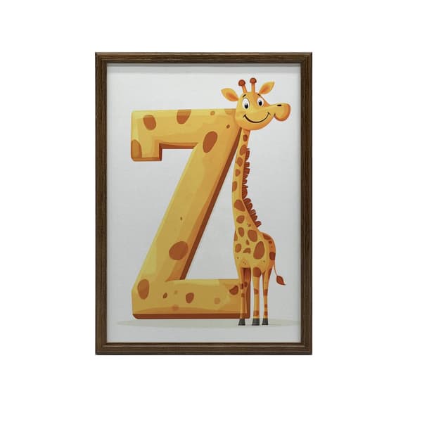 Giraff med bokstaven Z - Affisch för barn Giraff med bokstaven Z - Affisch för barn, 50x70 cm, svart aluminiumram, 230 gsm matt papper