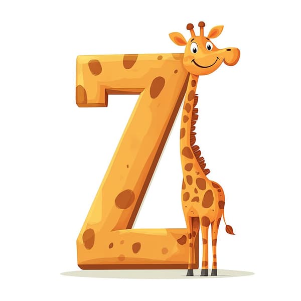 Giraffe med bogstavet Z - Plakat til børn Giraf med bogstavet Z - Plakat til børn, 50x70 cm, rammeløs, 230 gsm mat papir