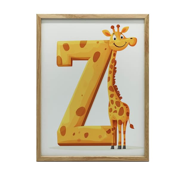 Giraffe med bogstavet Z - Plakat til børn Giraf med bogstavet Z - Plakat til børn, 50x70 cm, rammeløs, 230 gsm mat papir