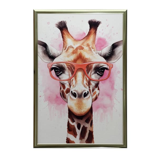 Pink giraf med briller Pink giraf med briller, 60x90 cm, uindrammet, 230 gsm mat papir