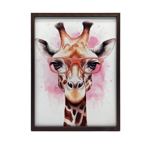 Pink giraf med briller Pink giraf med briller, 60x90 cm, uindrammet, 230 gsm mat papir