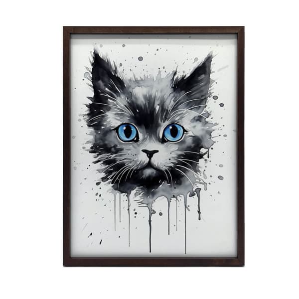 Akvarel kat Akvarel kat, 60x90 cm, guld aluminiumsramme, 230 gsm mat papir