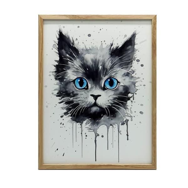 Akvarel kat Akvarel kat, 60x90 cm, guld aluminiumsramme, 230 gsm mat papir