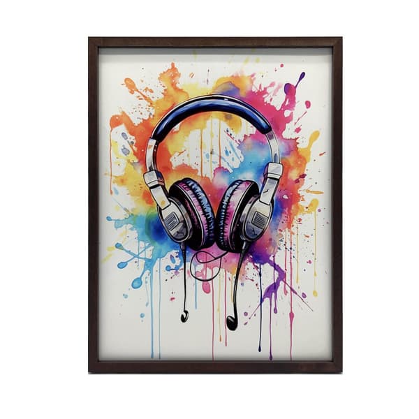 Music of Colors: Hovedtelefoner i akvarelteknik Music of Colors: Hovedtelefoner i akvarelteknik, 50x70 cm, uindrammet, premium lærred på båreramme