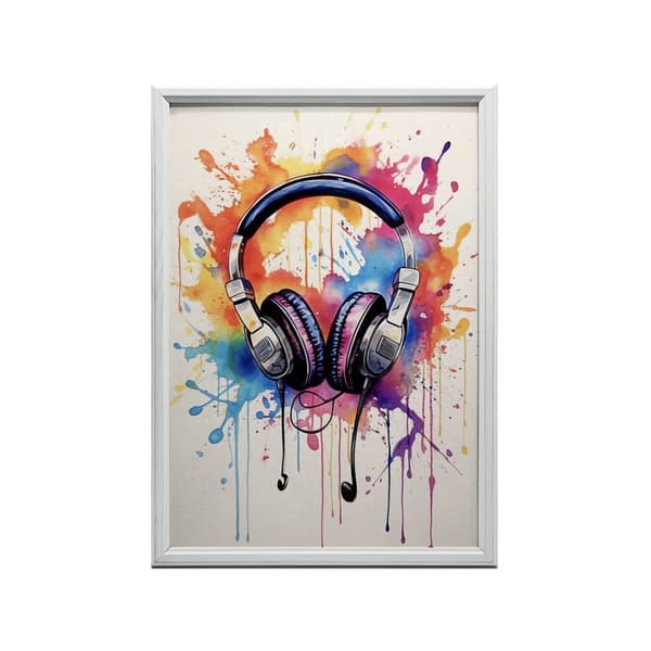 Music of Colors: Akvarellikuulokkeet Music of Colors: Akvarellikuulokkeet, 70x100 cm, tummanruskea puukehys, 230 gsm mattapaperi