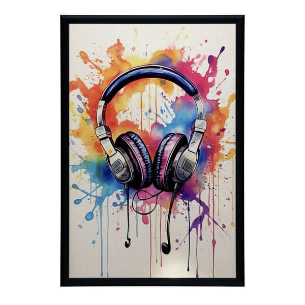 Music of Colors: Akvarellikuulokkeet Music of Colors: Akvarellikuulokkeet, 70x100 cm, tummanruskea puukehys, 230 gsm mattapaperi