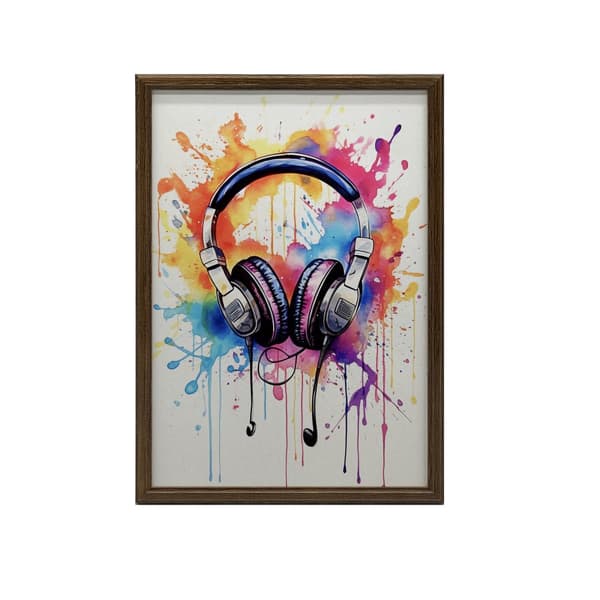 Music of Colors: Akvarellikuulokkeet Music of Colors: Akvarellikuulokkeet, 70x100 cm, tummanruskea puukehys, 230 gsm mattapaperi