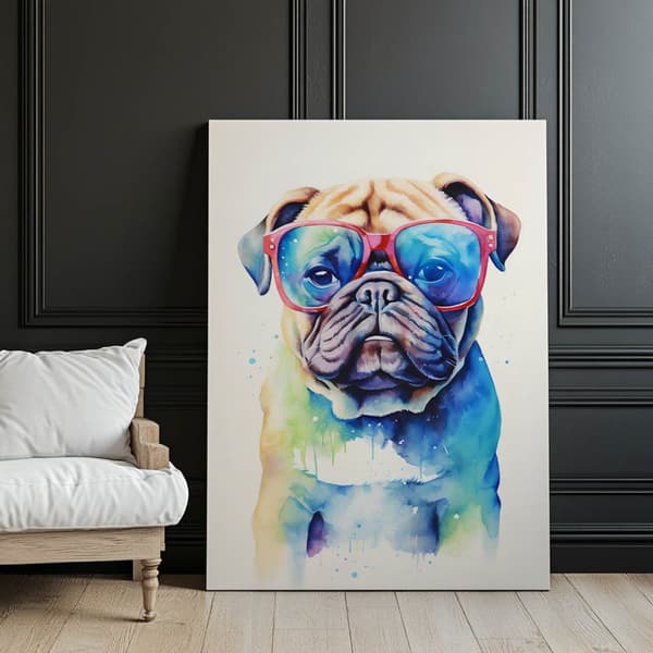 Funny Pug Funny Pug, 70x100 cm, uindrammet, 230 gsm mat papir