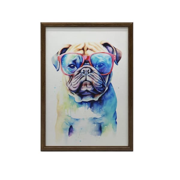 Funny Pug Funny Pug, 60x90 cm, sort aluminiumsramme, 230 gsm mat papir