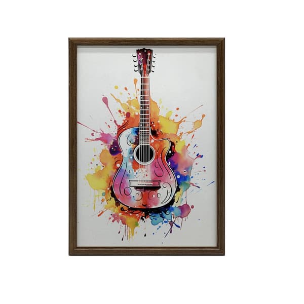 Guitar i regnbuefarver Guitar i regnbuefarver, 30x40 cm, hvid træramme, 230 gsm mat papir