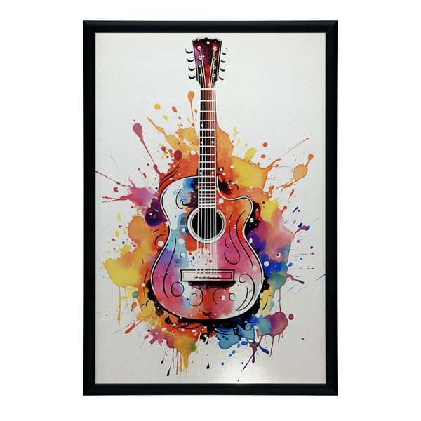 Guitar i regnbuefarver Guitar i regnbuefarver, 30x40 cm, hvid træramme, 230 gsm mat papir