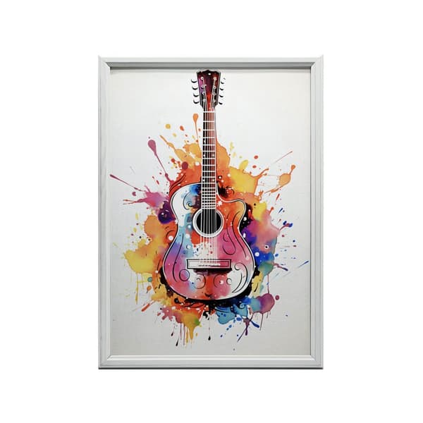 Gitarr i regnbågsfärger Gitarr i regnbågsfärger, 60x90 cm, guld aluminiumram, 230 gsm matt papper