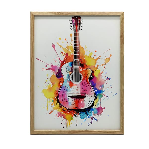 Gitarr i regnbågsfärger Gitarr i regnbågsfärger, 60x90 cm, guld aluminiumram, 230 gsm matt papper