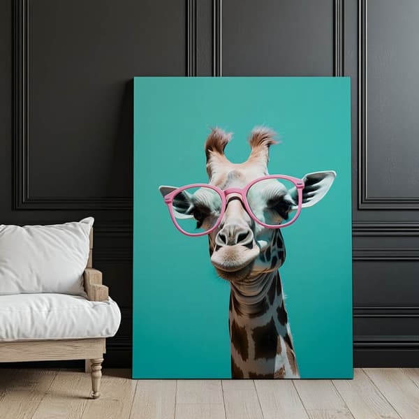 Giraf i lyserøde briller Giraf i lyserøde briller, 40x50 cm, uindrammet, 230 gsm mat papir