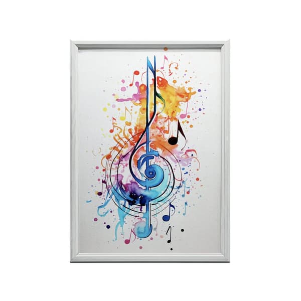 Farverig G-nøgle Farverig G-nøgle, 50x70 cm, mørkebrun træramme, 230 gsm mat papir