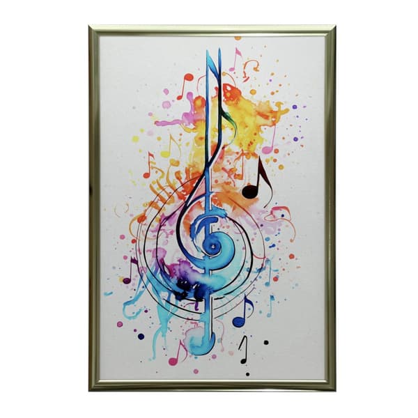Farverig G-nøgle Farverig G-nøgle, 50x70 cm, mørkebrun træramme, 230 gsm mat papir