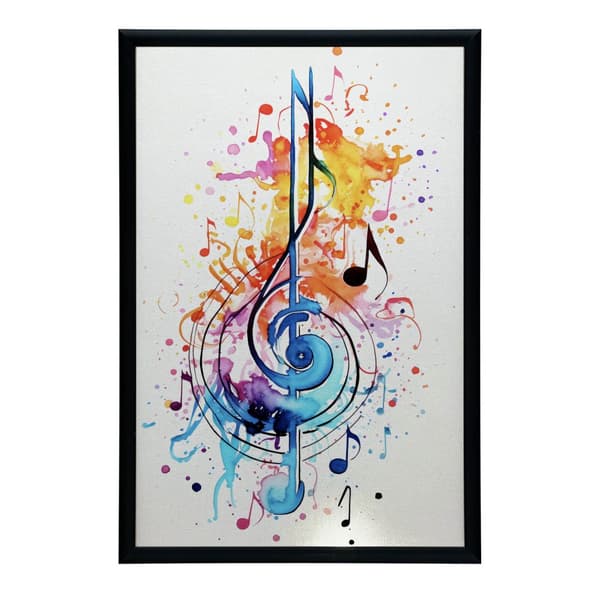 Farverig G-nøgle Farverig G-nøgle, 50x70 cm, mørkebrun træramme, 230 gsm mat papir