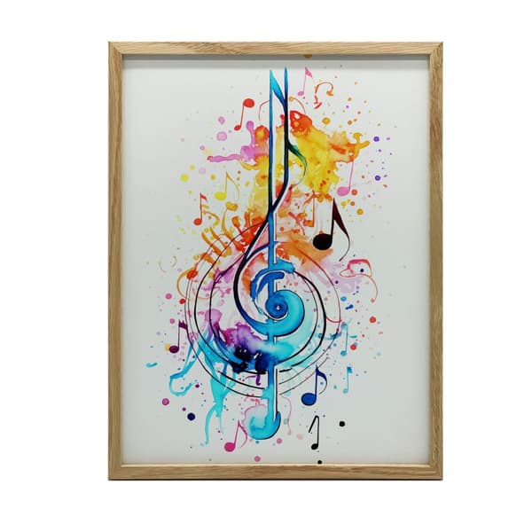 Farverig G-nøgle Farverig G-nøgle, 50x70 cm, mørkebrun træramme, 230 gsm mat papir