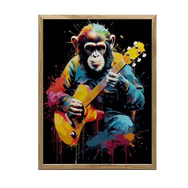Abe med guitar Abe med guitar, 30x40 cm, sort aluminiumsramme, 230 gsm mat papir