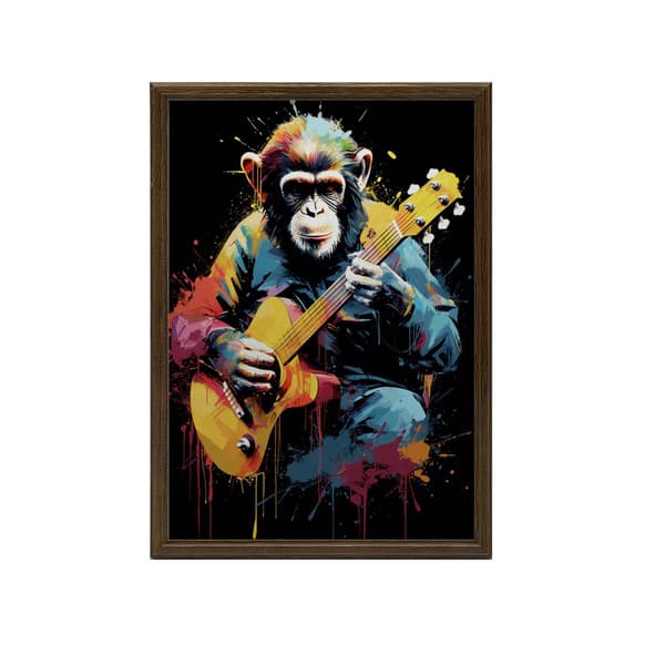 Monkey with Guitar Monkey with Guitar, 60x90 cm, svart aluminiumram, 230 gsm matt papper