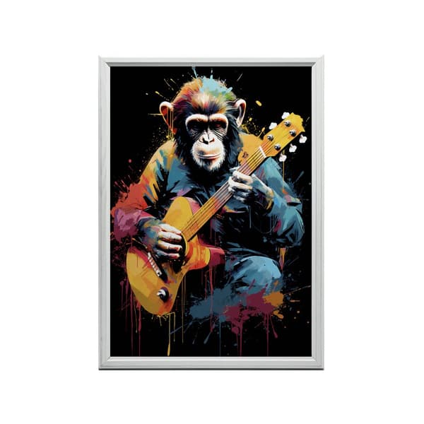 Monkey with Guitar Monkey with Guitar, 60x90 cm, svart aluminiumram, 230 gsm matt papper