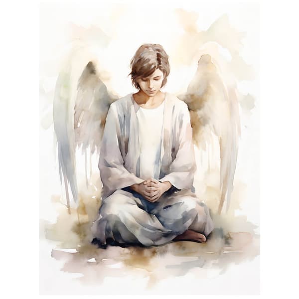 Angel's Prayer: Boy in Pastels Angel's Prayer: Boy in Pastels, 50x70 cm, uindrammet, premium lærred på båre