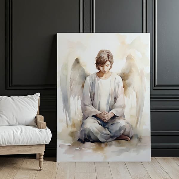 Angel's Prayer: Boy in Pastels Angel's Prayer: Boy in Pastels, 50x70 cm, uindrammet, premium lærred på båre