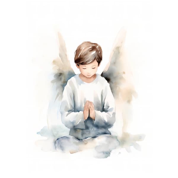 Angelic Prayer of a Boy Angelic Prayer of a Boy, 40x50 cm, guld aluminiumsramme, 230 gsm mat papir