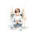 Miniatyrbillede 3 af 11: Angelic Prayer of a Boy Angelic Prayer of a Boy, 40x50 cm, guld aluminiumsramme, 230 gsm mat papir