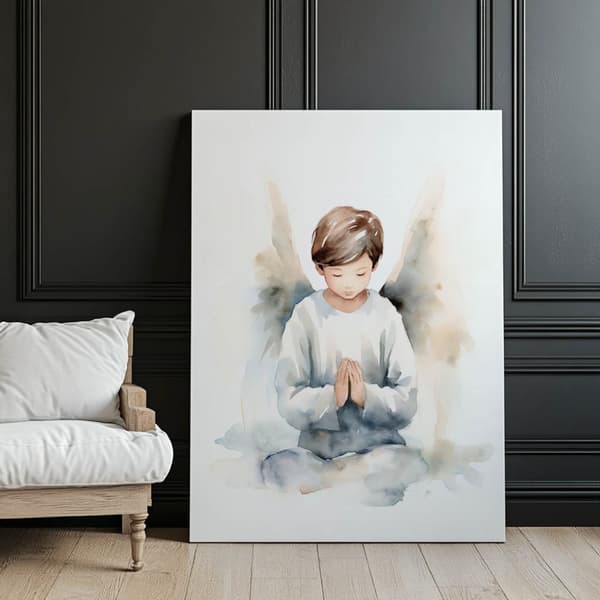 Angelic Prayer of a Boy Angelic Prayer of a Boy, 40x50 cm, guld aluminiumsramme, 230 gsm mat papir
