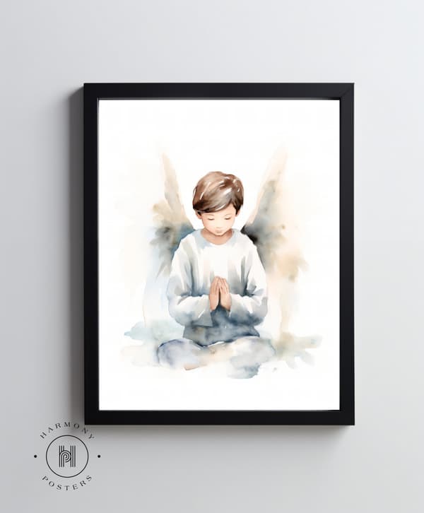 Angelic Prayer of a Boy Angelic Prayer of a Boy, 40x50 cm, guld aluminiumsramme, 230 gsm mat papir