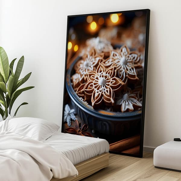Julehåndværk: Honningkager i blomsterstil Julehåndværk: Honningkager i blomsterstil, 50x70 cm, lys egetræsramme, 230 gsm mat papir