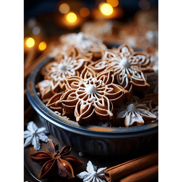 Christmas Crafts: Pepparkakor i blommig stil Julpyssel: Pepparkakor i blommig stil, 50x70 cm, mörkbrun träram, 230 gsm matt papper