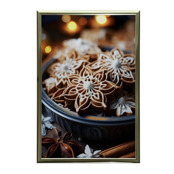 Christmas Crafts: Pepparkakor i blommig stil Julpyssel: Pepparkakor i blommig stil, 50x70 cm, mörkbrun träram, 230 gsm matt papper