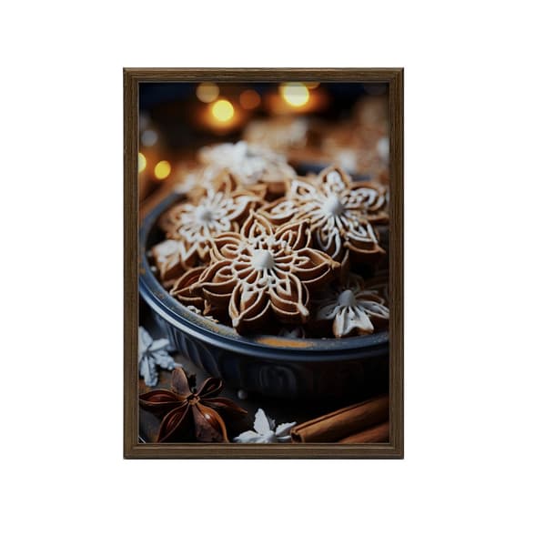 Christmas Crafts: Pepparkakor i blommig stil Julpyssel: Pepparkakor i blommig stil, 50x70 cm, mörkbrun träram, 230 gsm matt papper