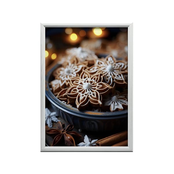 Christmas Crafts: Pepparkakor i blommig stil Julpyssel: Pepparkakor i blommig stil, 50x70 cm, mörkbrun träram, 230 gsm matt papper