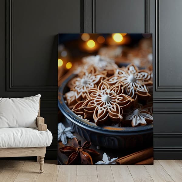 Julehåndværk: Honningkager i blomsterstil Julehåndværk: Honningkager i blomsterstil, 70x100 cm, guld aluminiumsramme, 230 gsm mat papir