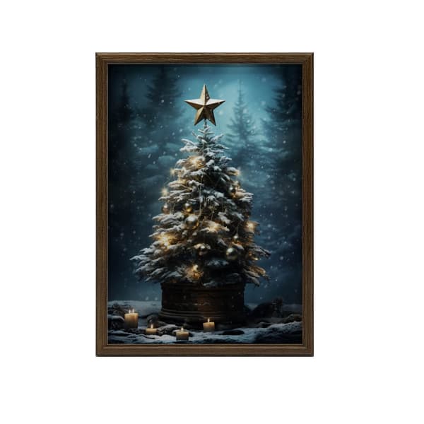 Juletræ i skoven Juletræ i skoven, 30x40 cm, uindrammet, premium lærred på båre