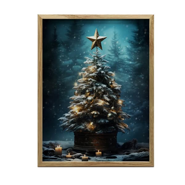 Juletræ i skoven Juletræ i skoven, 30x40 cm, uindrammet, premium lærred på båre